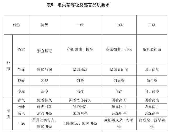 紫阳毛尖标准