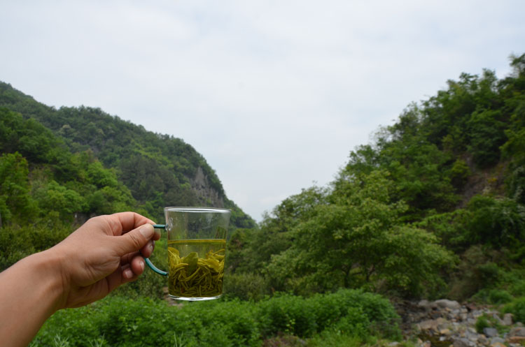紫阳县蒿坪镇铁炉沟瀑布上面围炉煮茶