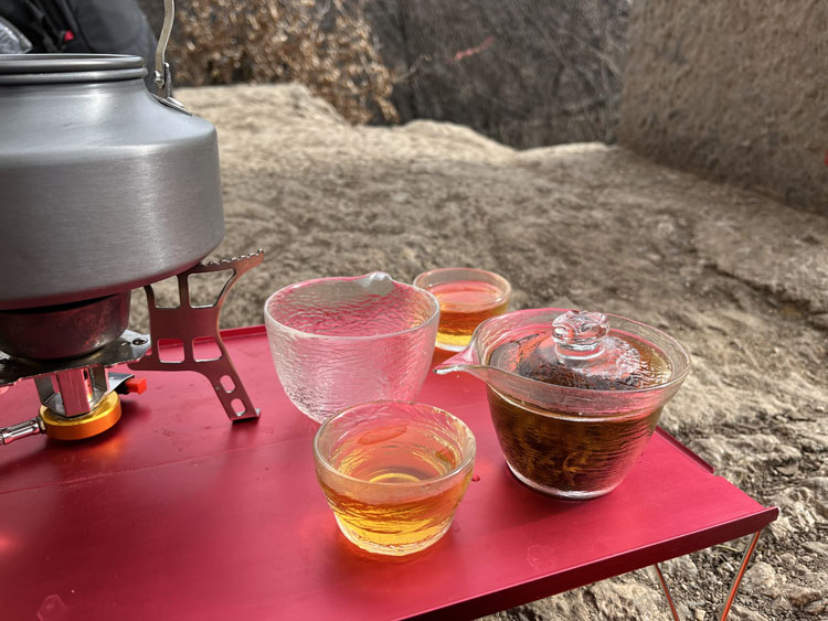 秦岭户外线路人头山山顶品紫阳富硒茶