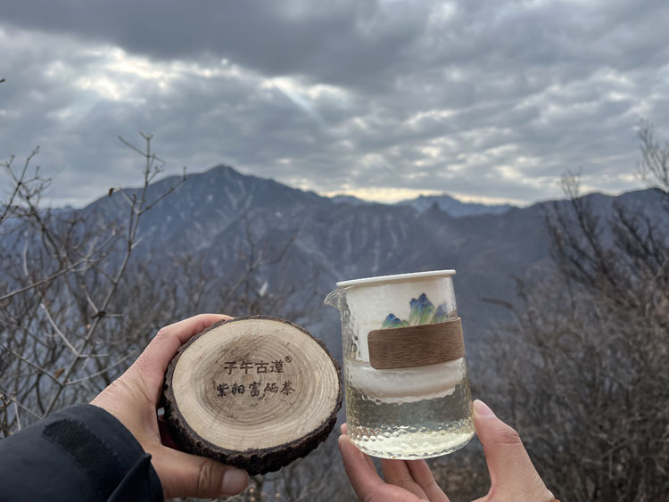 秦岭户外线路人头山山顶品紫阳富硒茶